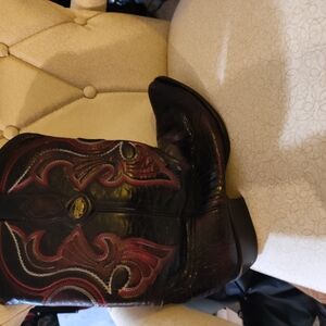 Men's Black and Red Cowboy Boots